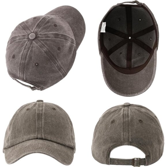 Men's Brown Blue Gray 3 Pack Plain Cotton Retro Adjustable Baseball Hat Cap - Picture 6 of 7
